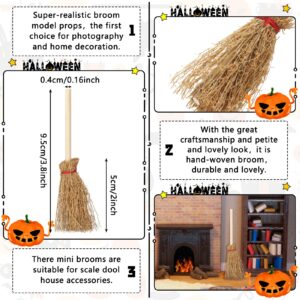 12 Pcs Halloween Mini Witch Hats Candy Cauldron Mini Broom Witch Craft Miniatures Wizard Accessory for Halloween Decorations(Vivid Style)