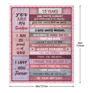 Joyloce Sweet 13th Birthday Gifts for Girls Blanket 60"x50", Sweet 13 Gifts for Girls - Best 13th Birthday Gift Ideas - Funny Gift for 13-Year-Old Girl - 13th Bday Party Decorations for Women Blankets