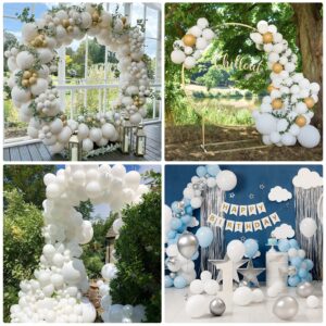 RUBFAC 129pcs White Balloons Different Sizes 18 12 10 5 Inch for Garland Arch,Party Latex Balloons for Birthday Party Wedding Anniversary Baby Shower Party Decoration