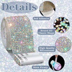 8 Rolls Rhinestone Ribbons,Cludoo 8 Yard Silver Self Adhesive Rhinestone Ribbon, Bling Crystal Diamond Ribbon Roll Wrap Glittering Rhinestones Sticker for Decoration Car DIY Arts Crafts Wedding