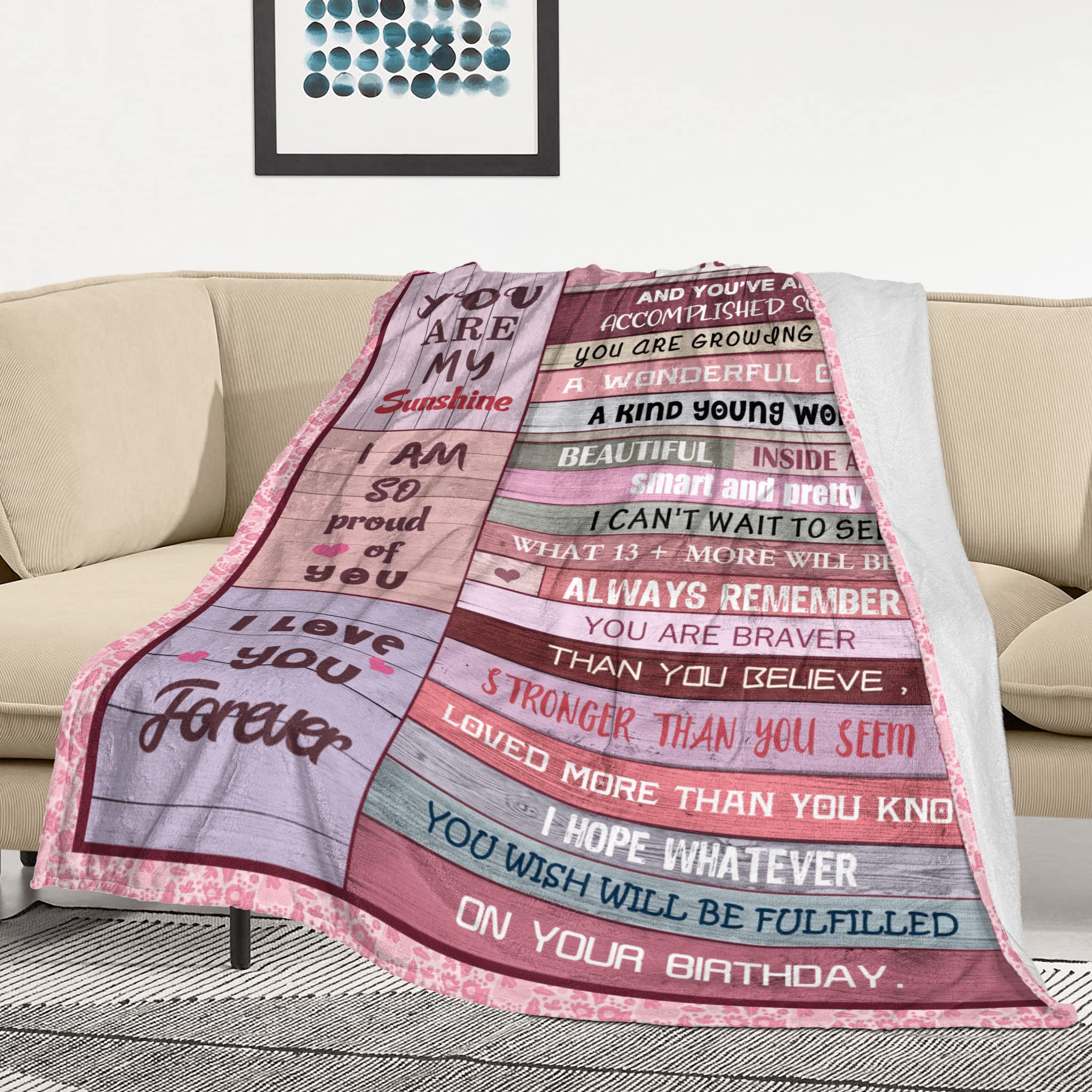 Joyloce Sweet 13th Birthday Gifts for Girls Blanket 60"x50", Sweet 13 Gifts for Girls - Best 13th Birthday Gift Ideas - Funny Gift for 13-Year-Old Girl - 13th Bday Party Decorations for Women Blankets