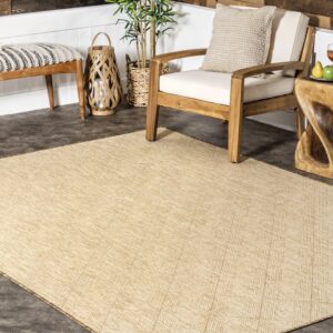 nuLOOM 7' x 9' Outdoor Performance Area Rug, Stain Resistant, Weather Resistant, High Traffic, Patio, Balcony, Outside, Ray Brown