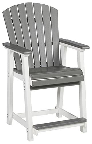 Signature Design by Ashley Outdoor Transville HDPE Patio Barstool, 2 Count, Gray