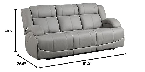 Lexicon Landwood Power Double Reclining Sofa, Gray