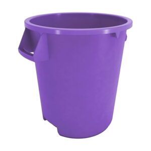 sparta bronco waste container trash container, round trash bin for disposal, 10 gallons, purple, (pack of 6)