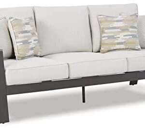 Signature Design by Ashley Outdoor Tropicava Patio HDPE Sofa with Cushion, Taupe