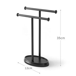 Freestanding Bath Towel Rack, 304 Stainless Steel Bathroom Towel Bar, T-Shape Hand Towel Holder Stand, Multifunction Towel Storage for Kitchen Hotel Lavatory,Black