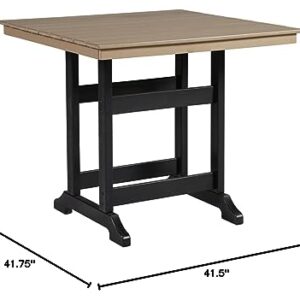 Signature Design by Ashley Outdoor Fairen Trail HDPE Patio Counter Table with Umbrella Hole, Black