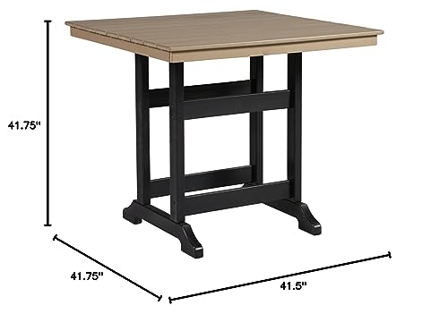 Signature Design by Ashley Outdoor Fairen Trail HDPE Patio Counter Table with Umbrella Hole, Black