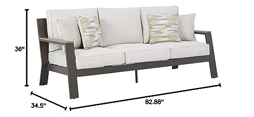 Signature Design by Ashley Outdoor Tropicava Patio HDPE Sofa with Cushion, Taupe