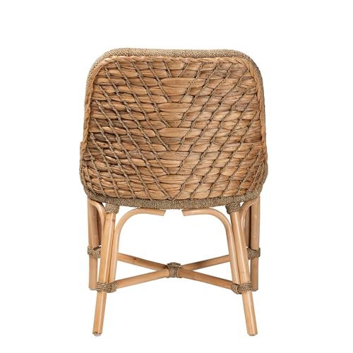 Baxton Studio Kyle Modern Bohemian Natural Brown Woven Rattan Dining Side Chair With Cushion