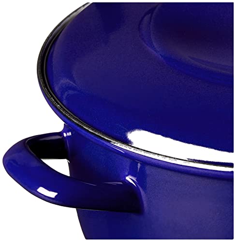 Merten & Storck European Crafted Enameled Iron, Round 7QT Dutch Oven Casserole with Lid, Cobalt Blue