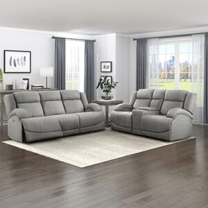 Lexicon Landwood Power Double Reclining Sofa, Gray