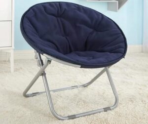 heritage kids solid faux-fur foldable kids saucer™ chair, navy, 23" diameter