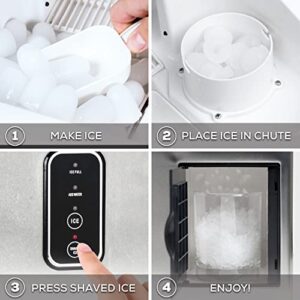 Igloo 44 lb Dual Purpose Ice Cube Maker & Dispensing Shaver, 12 Cubes Every 7-15 Minutes, 44 Lbs Daily, LED Touch Control Panel with Indicator Lights, Includes Ice Basket & Scoop, Stainless Steel