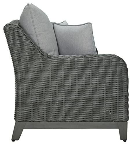 Signature Design by Ashley Outdoor Elite Park Patio Wicker Loveseat with Cushion, Gray