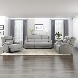 Lexicon Landwood Power Double Reclining Sofa, Gray