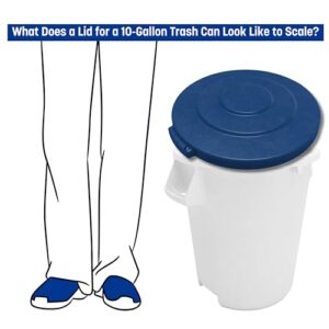 SPARTA Bronco Trash Can Lid, Round Waste Container Cover, Polyethylene, 10 Gallons, Blue, (Pack of 6)