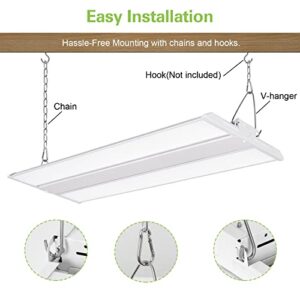 Hykolity 4FT LED Linear High Bay Shop Light, 250W LED Shop Light, 31250lm 125LM/W, 100-277V, 0-10V Dim, 5000K Daylight Linear Hanging Light for Warehouse Workshops