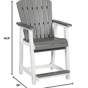 Signature Design by Ashley Outdoor Transville HDPE Patio Barstool, 2 Count, Gray