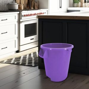 SPARTA Bronco Waste Container Trash Container, Round Trash Bin for Disposal, 10 Gallons, Purple, (Pack of 6)