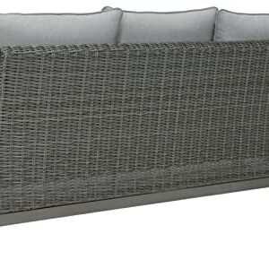 Signature Design by Ashley Outdoor Elite Park Patio Wicker Sofa with Cushion, Gray