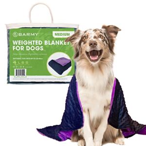 barmy weighted blanket for dogs with washable cover (3 sizes) thunder blankets for dogs, water-resistant inner blanket, calming aid for dogs for travel, anxiety & weather