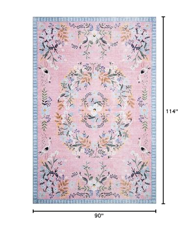 Loloi Rifle Paper Co Palais Rose/Sky 7'-6" x 9'-6" Area Rug