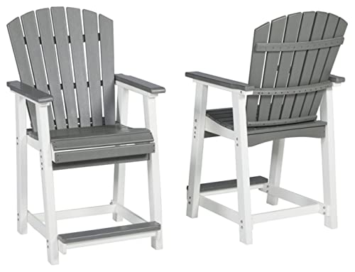 Signature Design by Ashley Outdoor Transville HDPE Patio Barstool, 2 Count, Gray