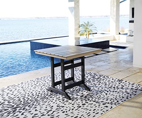 Signature Design by Ashley Outdoor Fairen Trail HDPE Patio Counter Table with Umbrella Hole, Black