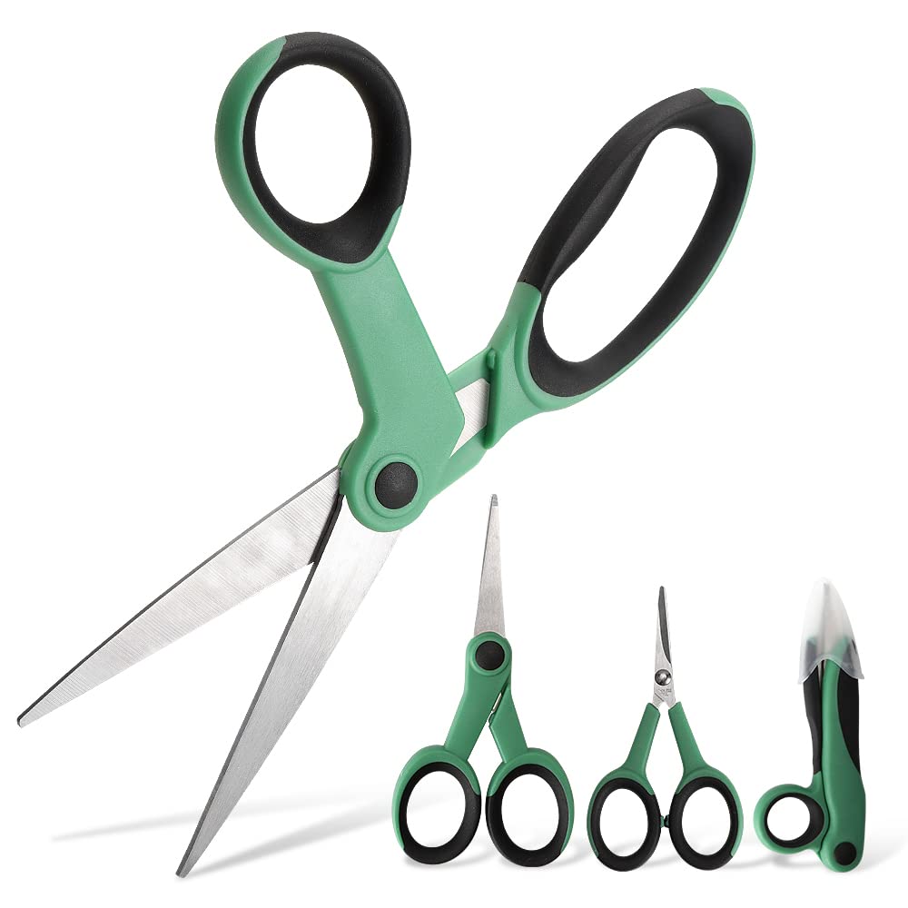 Chevining Fabric Scissors Professional Sewing Scissors For Fabric Cutting Contains 1 Fabric Scissor 1 Detail Scissor 1 Embroidery Scissor and 1 Thread Scissor Green*