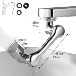 DAPAGENY 1080° Rotating Faucet Aerator Universal Splash Filter 1080 Degree Big Angle Swivel Extender Kitchen Tap Extend Bathroom Sink Gargle Face Wash Faucets Bubbler (Single Mode), 4.33''x2.2''x2''