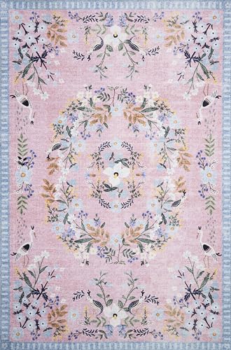 Loloi Rifle Paper Co Palais Rose/Sky 7'-6" x 9'-6" Area Rug