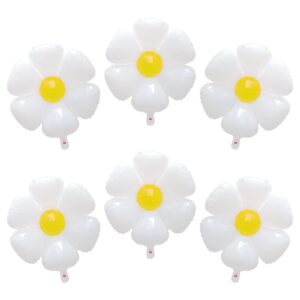 6 pcs daisy balloons, 30inch huge white flower aluminum foil balloons for birthday, baby shower, wedding, daisy party decorations supplies…