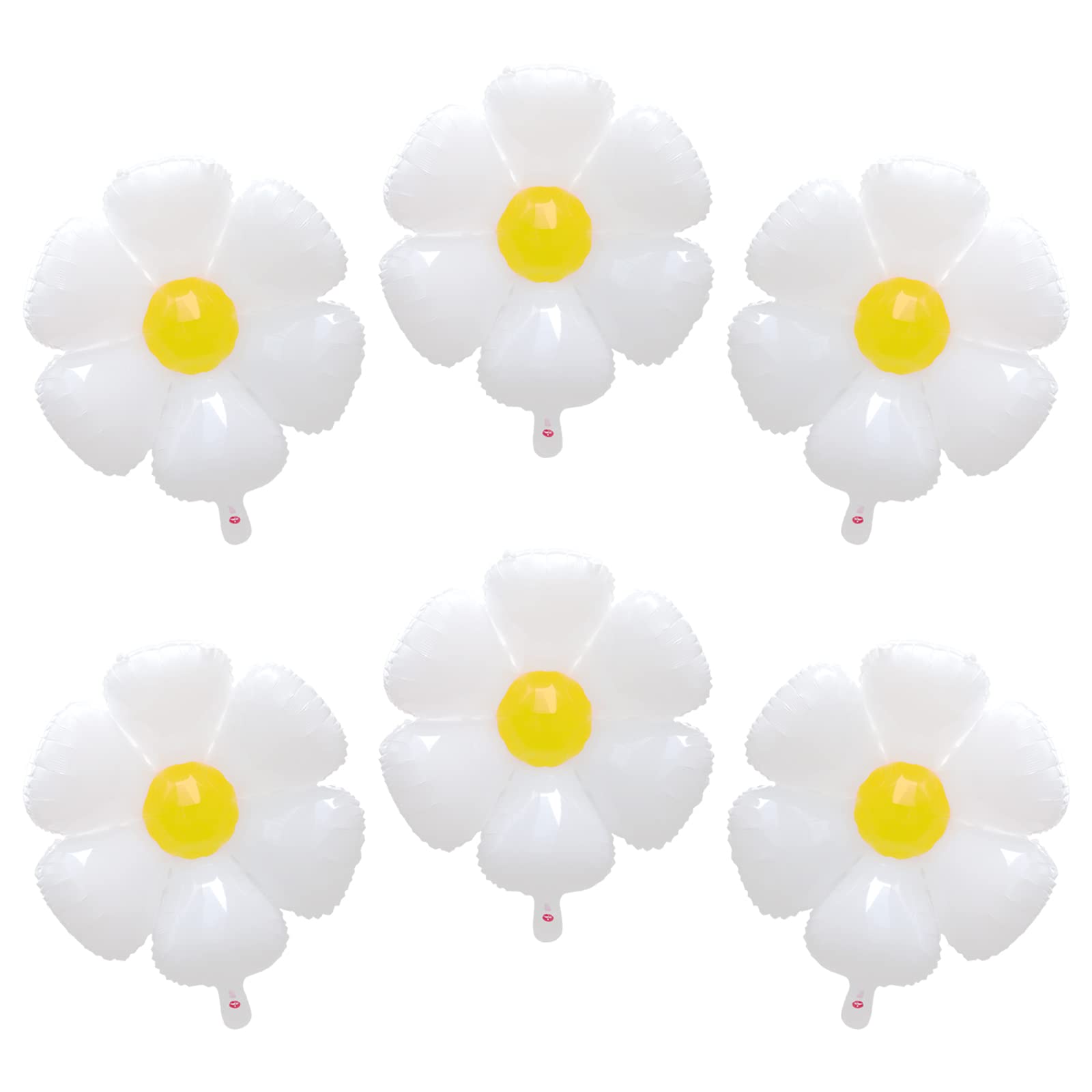 6 Pcs Daisy Balloons, 30inch Huge White Flower Aluminum Foil Balloons for Birthday, Baby Shower, Wedding, Daisy Party Decorations Supplies…