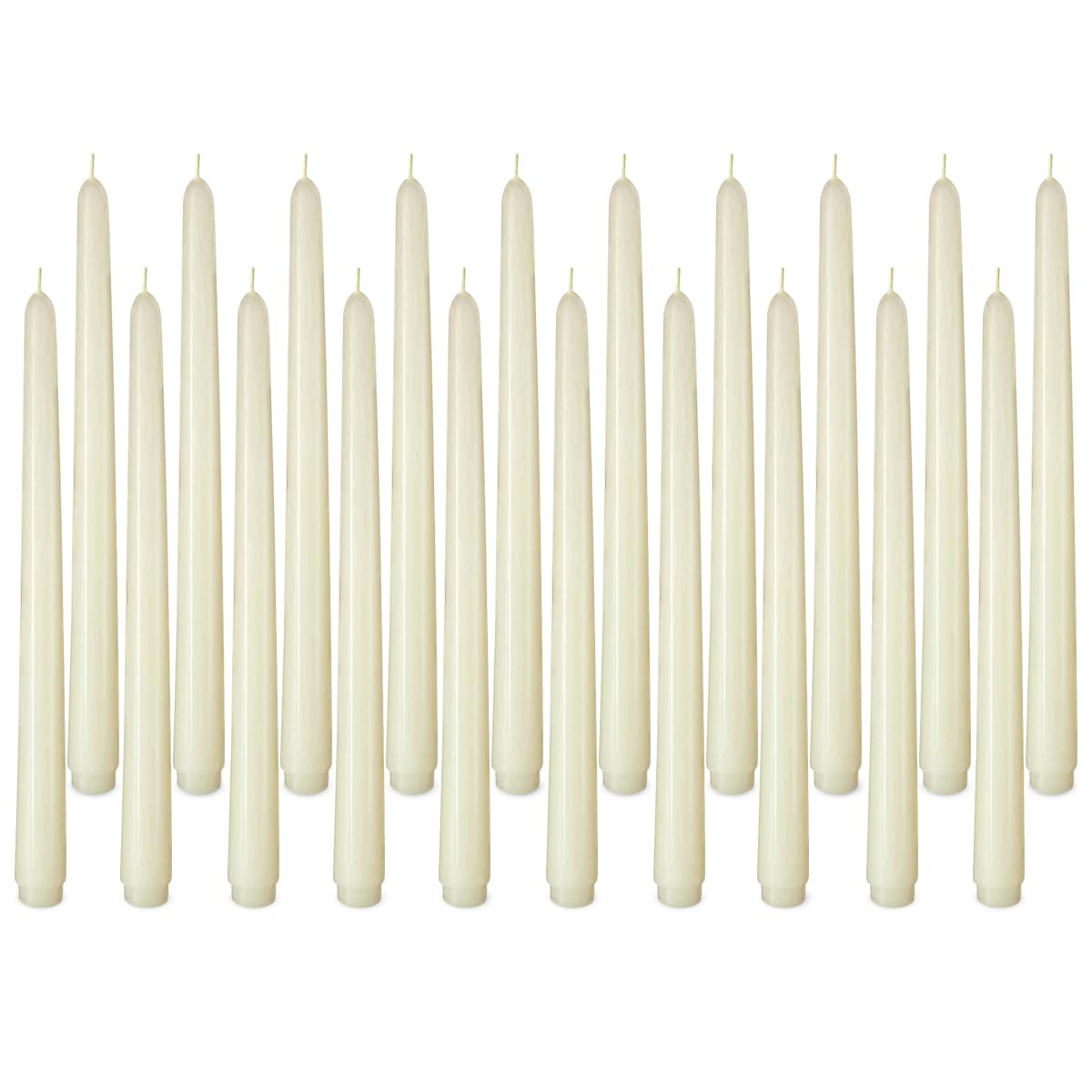 CoCo-Life Ivory 10 Inch Taper Candles, 20 Packs Unscented Dripless Tall 8 Hours Burning Candlesticks for Dinner, Wedding