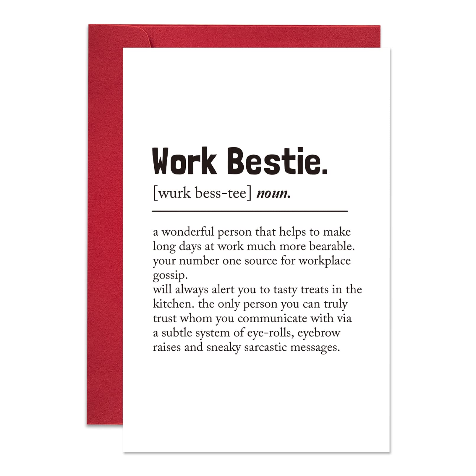 Ogeby Work Bestie Definition Card, Funny Birthday Card for Coworker Her, Humor Leaving Card for Work Friend