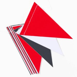 White Red and Black Party-Decorations - 2Pack Triangle Paper Pennant Banner Flags Birthday Wedding Graduation Bachelorette Decor