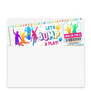 Simimi art 30 Bounce House or Jumping Party Ticket Invitations with Envelopes - Trampoline Jump Birthday Invite - Trampoline Birthday Party (white)