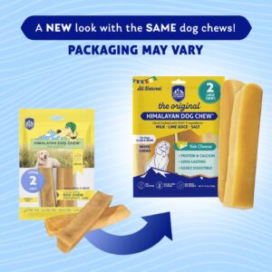 Himalayan Dog Chew Original Yak Cheese Dog Chews, 100% Natural, Long Lasting, Gluten Free, Healthy & Safe Dog Treats, Lactose & Grain Free, Protein Rich, Mixed Sizes, 2 Sticks (521139)