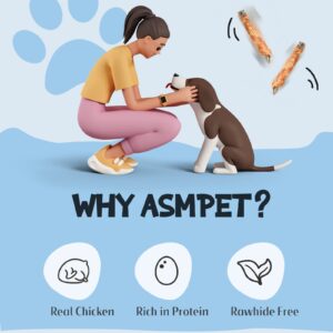 ASMPET Dog Treats, Natural Chicken Jerky Wrapped Cod Fish Skin High Protein Omega 3 Rawhide Free Dog Treats for Small Medium Large Dogs Training Rewards Cookies Biscuits & Snacks 10.6 oz