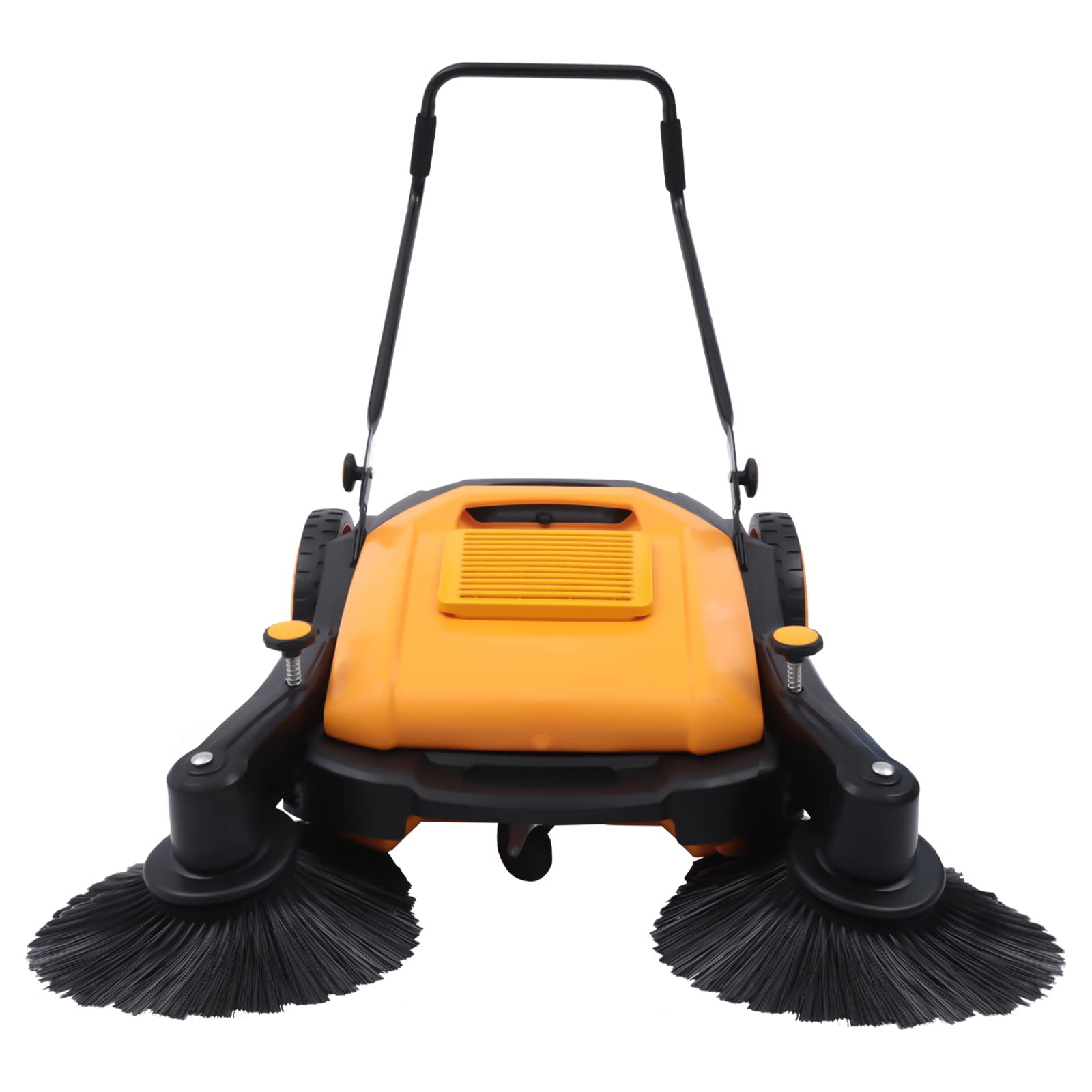 Industrial Floor Sweeper Machine 41" Hand Push Sweeper Broom Large Area Outdoor Commercial Walk Behind Sweeper Cleaning Tool with 14.5 Gal Trash Bin for Garage, Driveway, Hotel