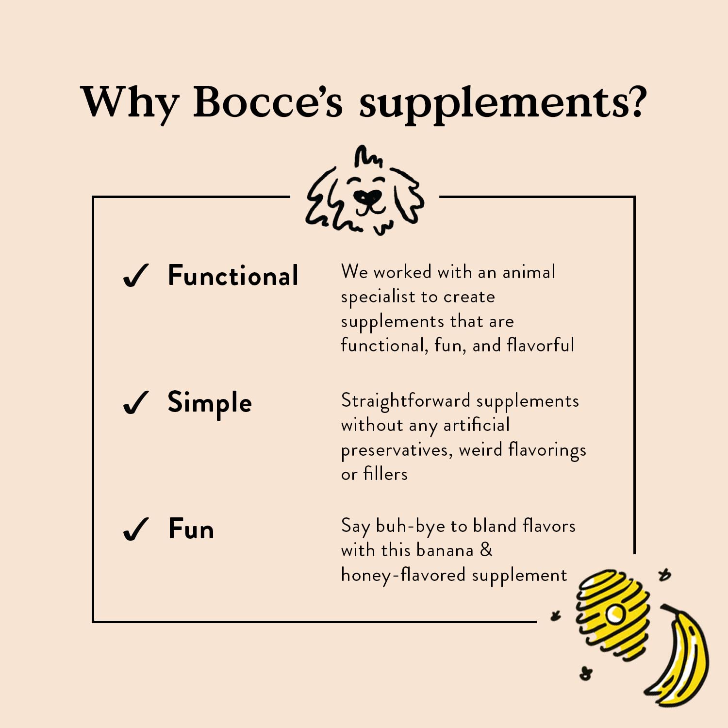 Bocce's Bakery Calming Supplement for Dogs, Daily Chews Made in The USA with Chamomile, Lemon Balm, L-Theanine & Melatonin, Supports Stress, Peanut Butter & Honey, 60 ct