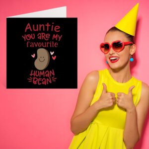 Stuff4 Funny Birthday Cards for Aunt - Favourite Human Bean - Joke Happy Birthday Card for Aunt from Nephew Niece, Aunty Birthday Gifts, 5.7 x 5.7 Inch Greeting Cards Gift for Auntie Aunty