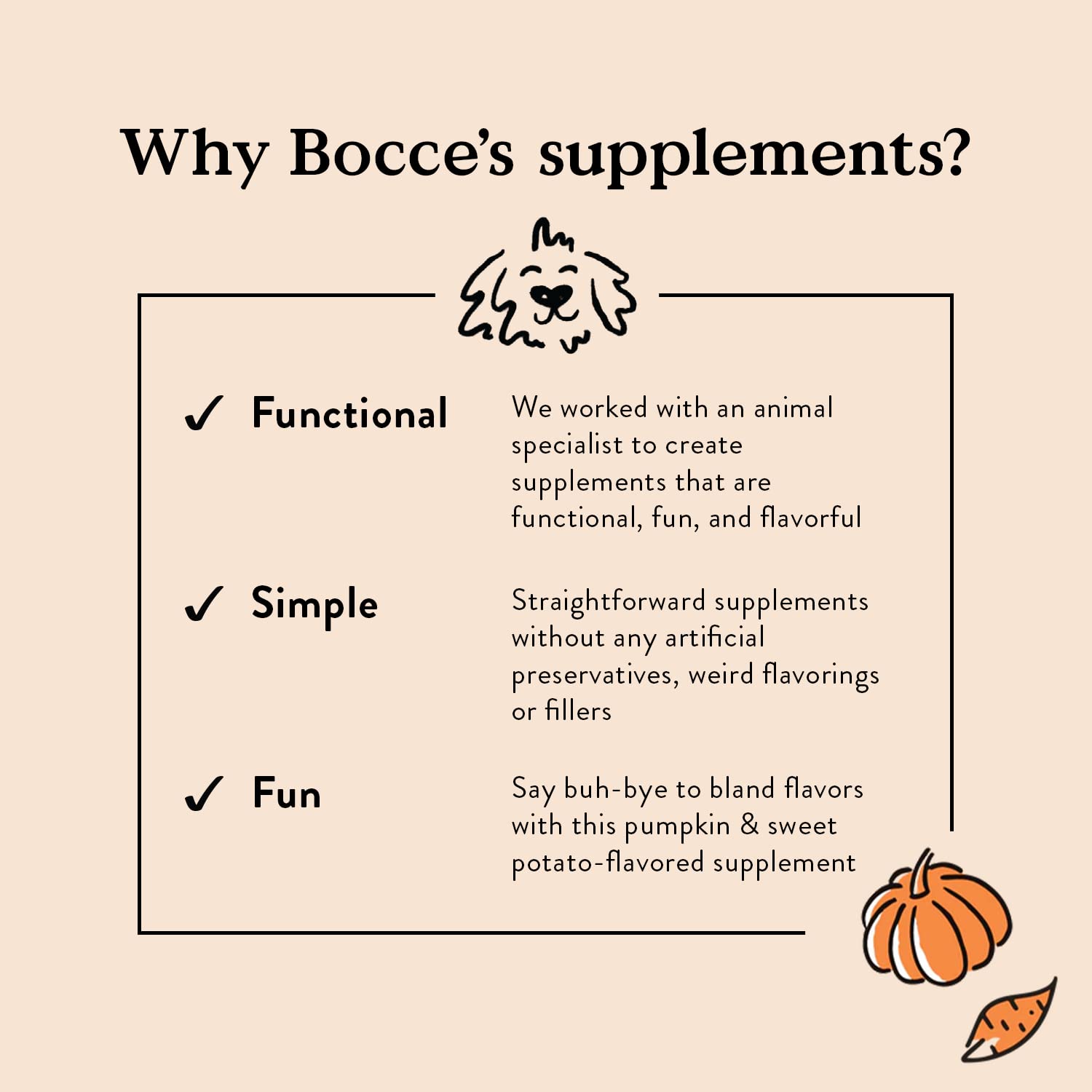 Bocce's Bakery Probiotic Supplement for Dogs, Daily Chews, Made in The USA with with 7 Strains of Probiotics, Supports Digestion, Pumpkin & Sweet Potato, 60 ct, Orange (DG-SP-PRO60)