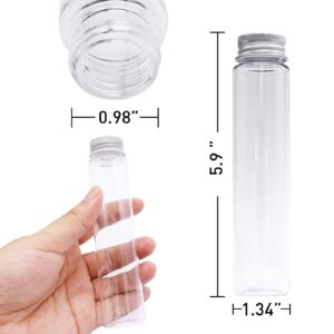 24 Pcs 115ml Test Tubes,Clear Plastic Test Tubes with Caps,Flat-Bottomed Bath Salt Containers for Candy,Gumball Candy,Plant Propagation,Jewelry