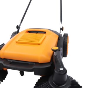 Industrial Floor Sweeper Machine 41" Hand Push Sweeper Broom Large Area Outdoor Commercial Walk Behind Sweeper Cleaning Tool with 14.5 Gal Trash Bin for Garage, Driveway, Hotel