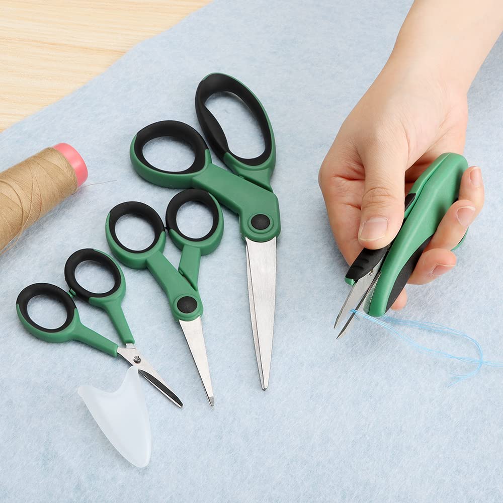 Chevining Fabric Scissors Professional Sewing Scissors For Fabric Cutting Contains 1 Fabric Scissor 1 Detail Scissor 1 Embroidery Scissor and 1 Thread Scissor Green*