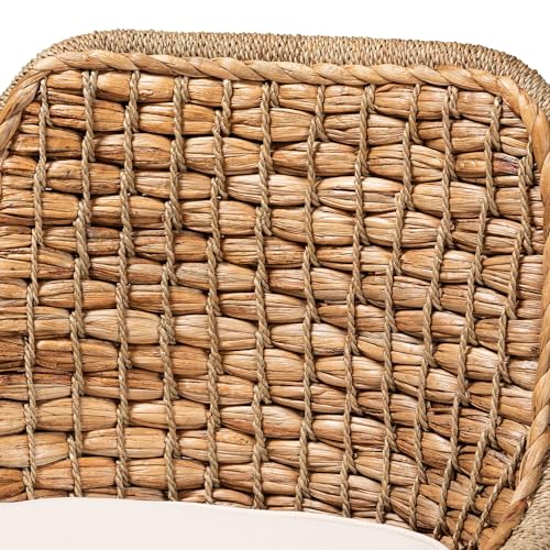 Baxton Studio Kyle Modern Bohemian Natural Brown Woven Rattan Dining Side Chair With Cushion