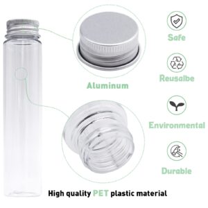 24 Pcs 115ml Test Tubes,Clear Plastic Test Tubes with Caps,Flat-Bottomed Bath Salt Containers for Candy,Gumball Candy,Plant Propagation,Jewelry